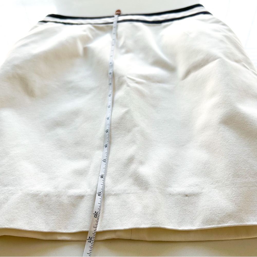 Celine White Cotton A-Line Skirt Navy Stripe Waist Size 40 Preppy Minimalist - Picture 8 of 13